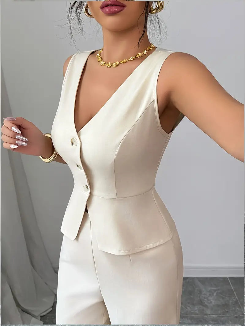 Evelyn Women's Set | Elegant Sleeveless Wide-Leg Design 1