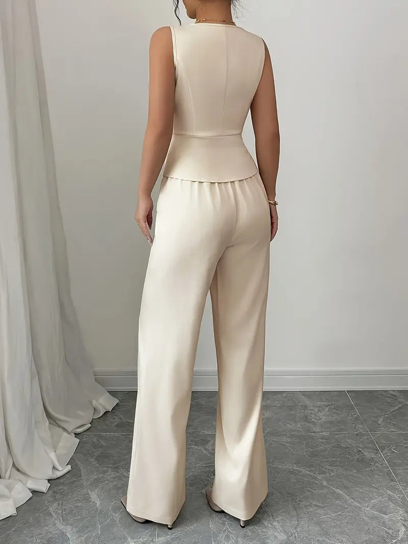 Evelyn Women's Set | Elegant Sleeveless Wide-Leg Design 2