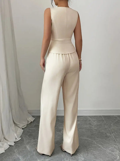 Evelyn Women's Set | Elegant Sleeveless Wide-Leg Design 2