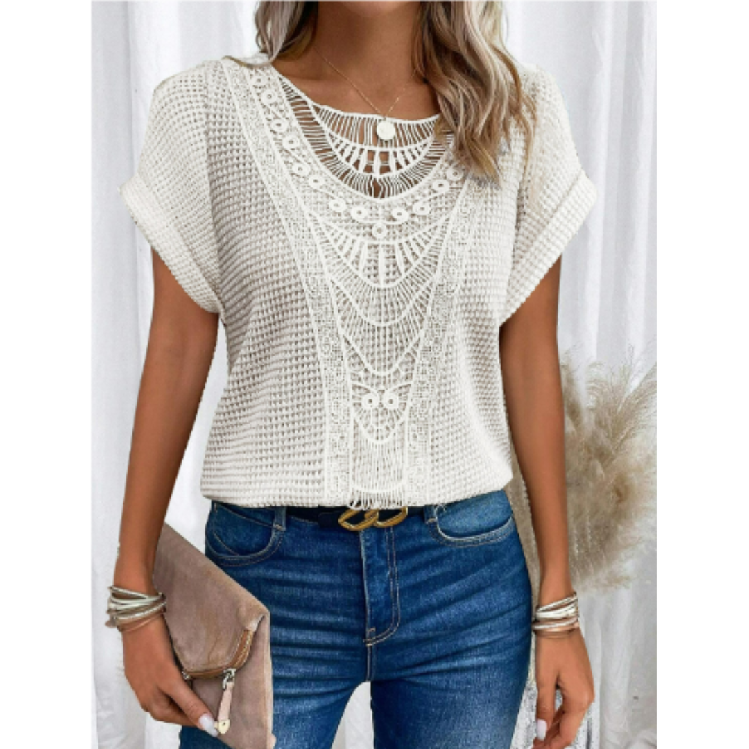 Evelyn Women's Short Sleeve Top | High-Quality Fabric, Casual 0