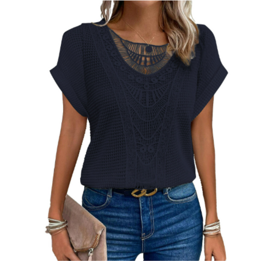 Evelyn Women's Short Sleeve Top | High-Quality Fabric, Casual 1
