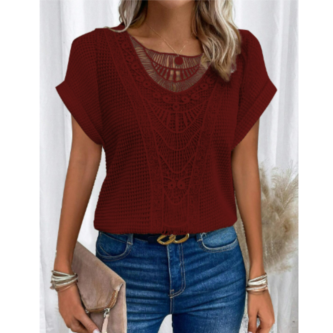 Evelyn Women's Short Sleeve Top | High-Quality Fabric, Casual 3