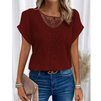 Evelyn Women's Short Sleeve Top | High-Quality Fabric, Casual 3