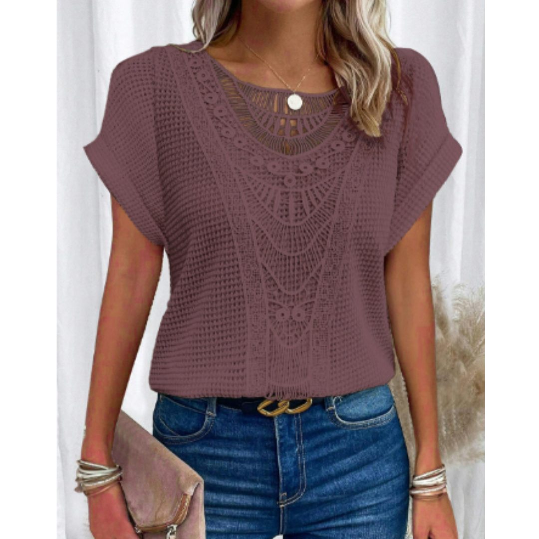 Evelyn Women's Short Sleeve Top | High-Quality Fabric, Casual 5