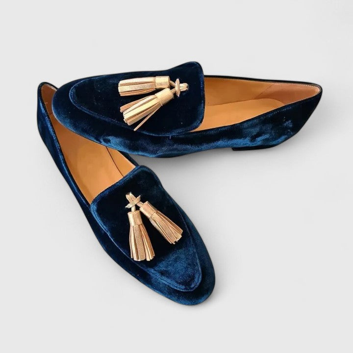 Evelyn Women's Velvet Loafers | Elegant Tassel Detail, Comfortable Slip-On Style 0