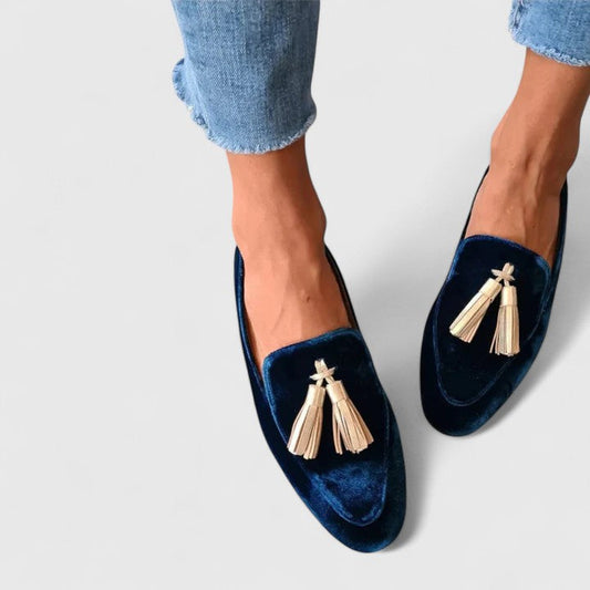 Evelyn Women's Velvet Loafers | Elegant Tassel Detail, Comfortable Slip-On Style 1