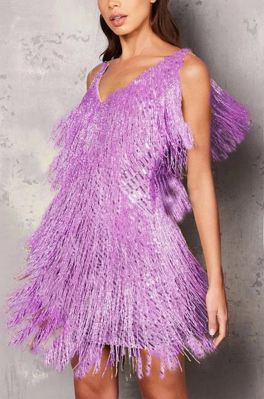 Faye Women's Cocktail Dress | Fringe Feathers, Elegant 0
