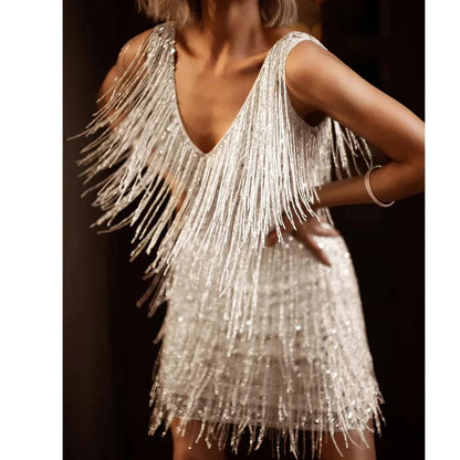 Faye Women's Cocktail Dress | Fringe Feathers, Elegant 2