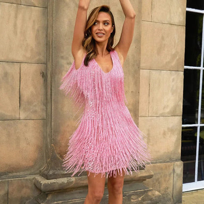 Faye Women's Cocktail Dress | Fringe Feathers, Elegant 5