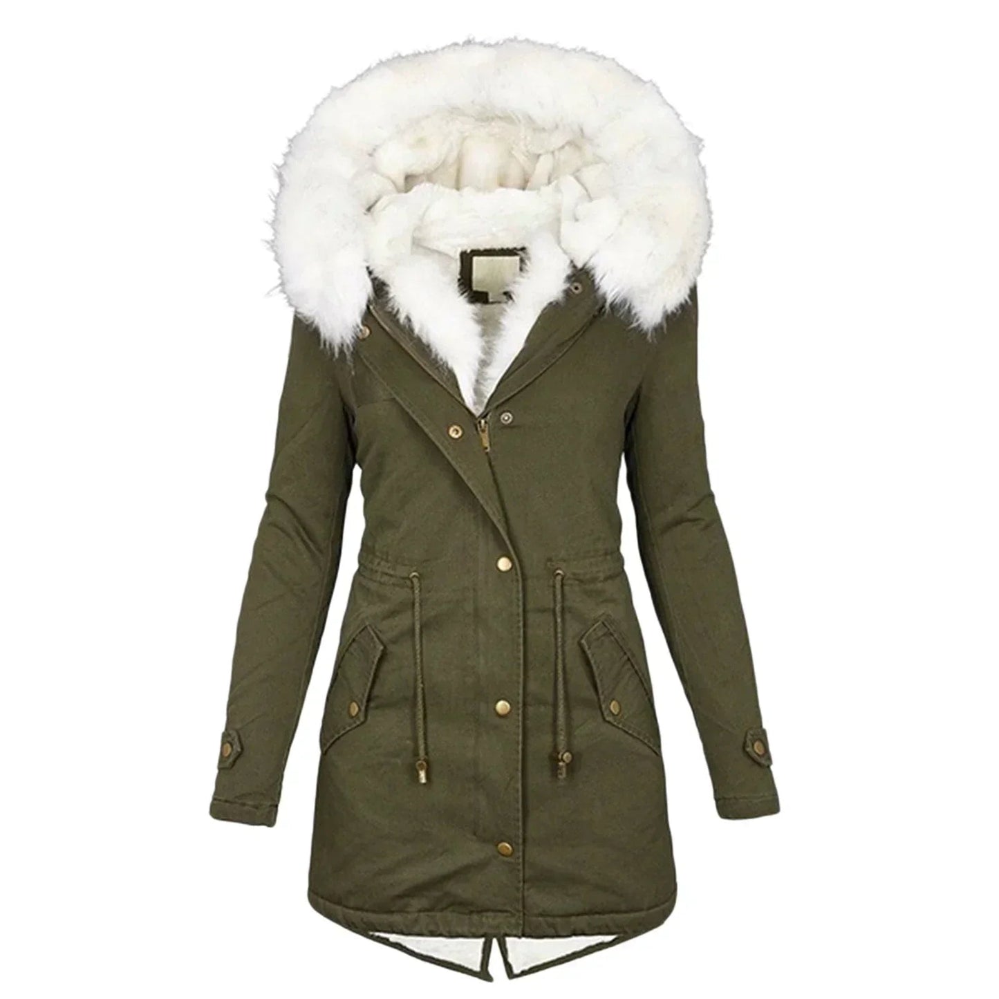 Faye Women's Winter Coat | Hooded Mid-Length, Adjustable Waist 2