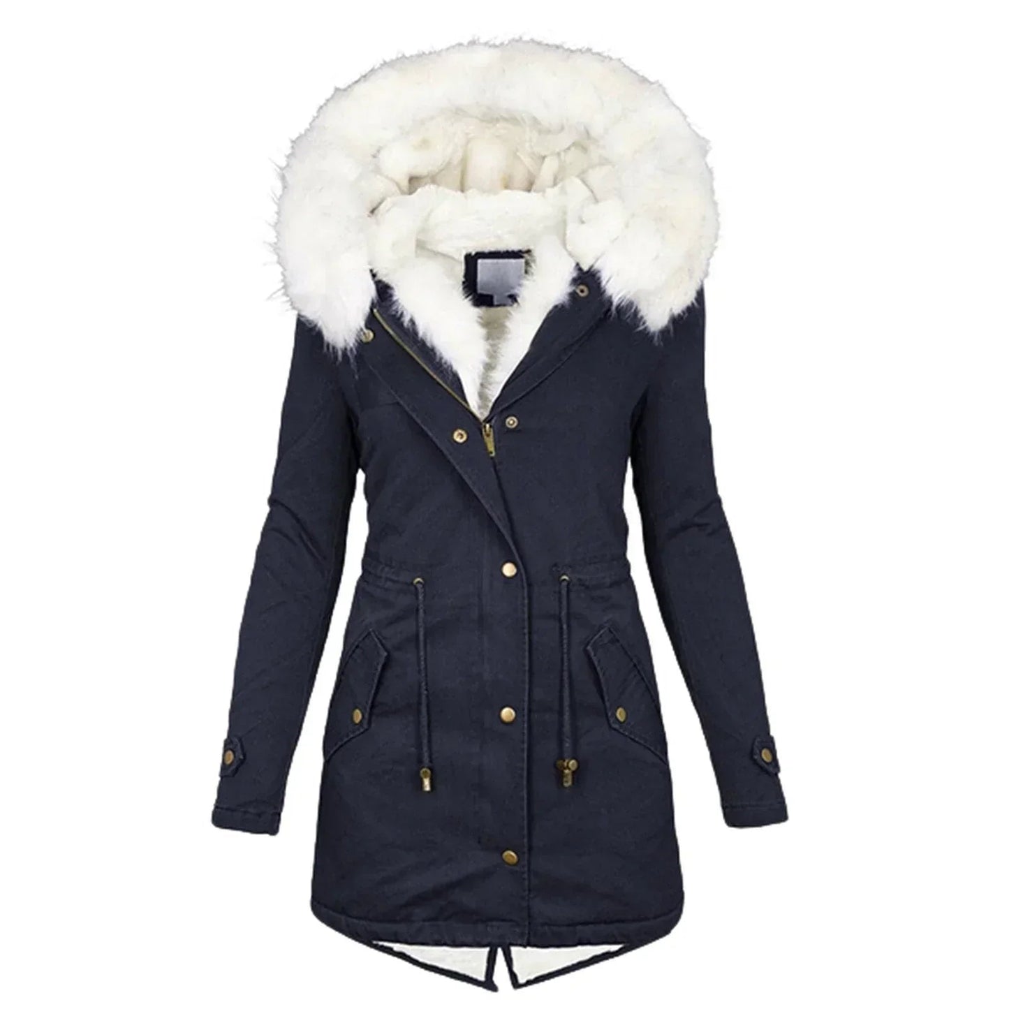 Faye Women's Winter Coat | Hooded Mid-Length, Adjustable Waist 3