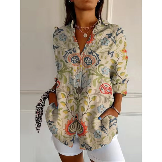 Fina Women's Blouse | Floral Print, Classic Design 1