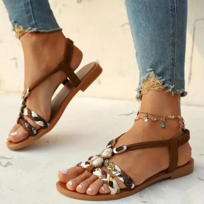 Fina Women's Flat Sandals | Beaded Slingback Design 2