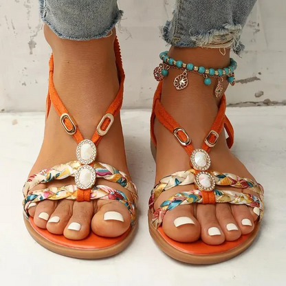 Fina Women's Flat Sandals | Beaded Slingback Design 4