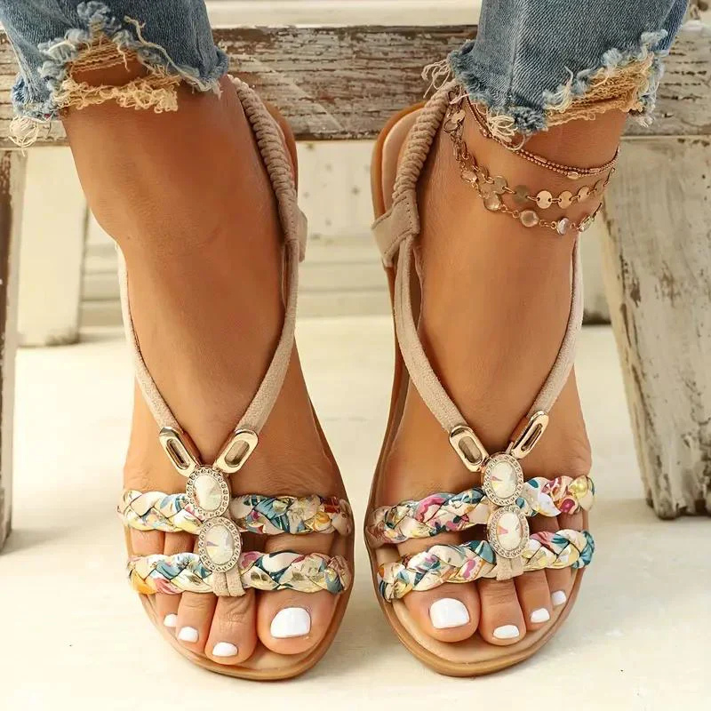 Fina Women's Flat Sandals | Beaded Slingback Design 7