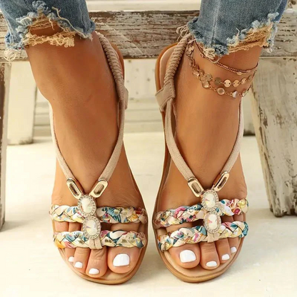 Fina Women's Flat Sandals | Beaded Slingback Design 7