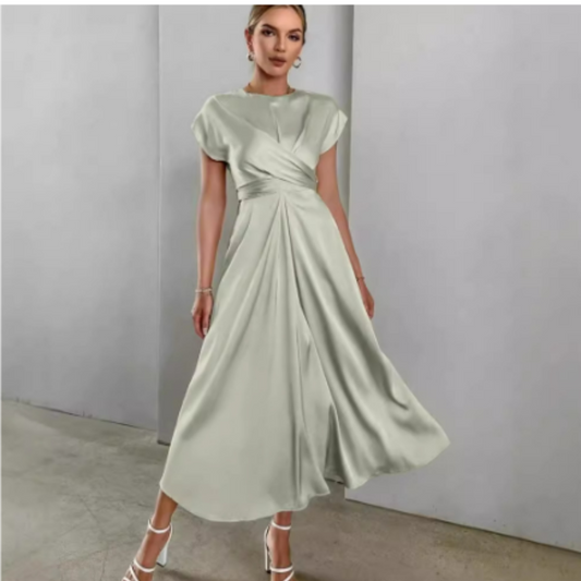 Fina Women's Midi Dress | Elegant Wrap Design, Short Sleeve 1