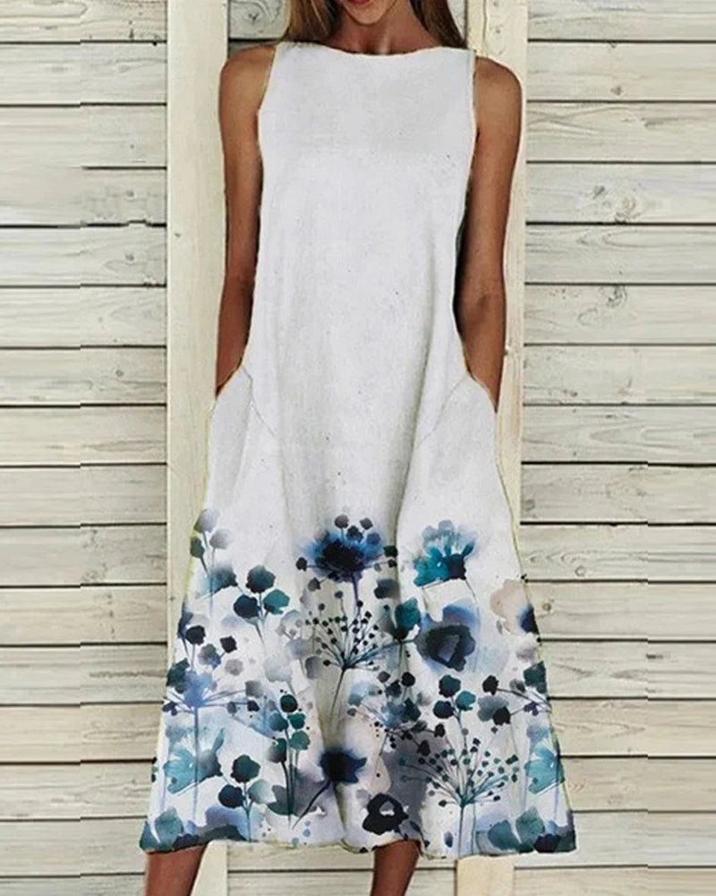 Fina Women's Midi Dress | Floral Pattern, Relaxed Fit Summer Dress 0