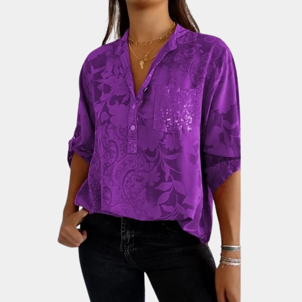 Fiona Women's Button Down Shirt | Floral Print, Summer Style 0