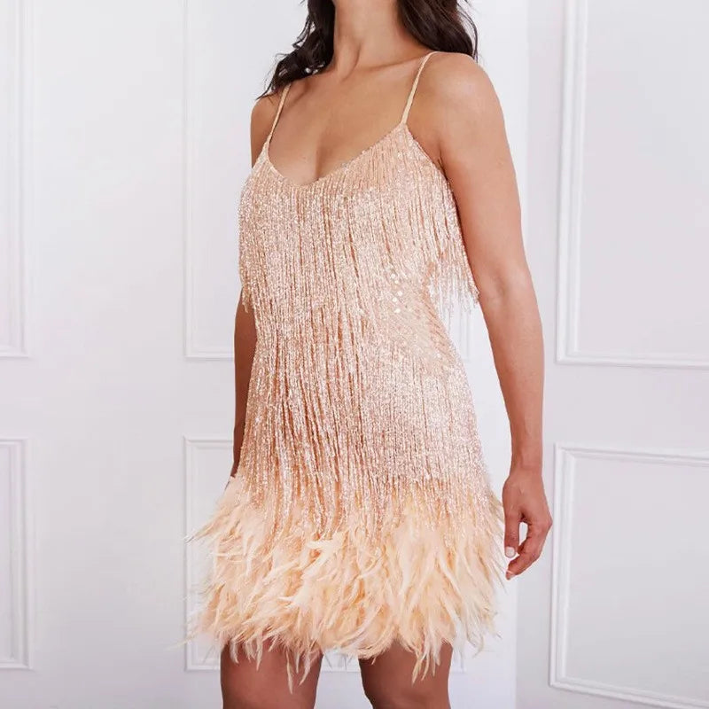 Fiona Women's Cocktail Dress | Fringe Feathers, Elegant 6
