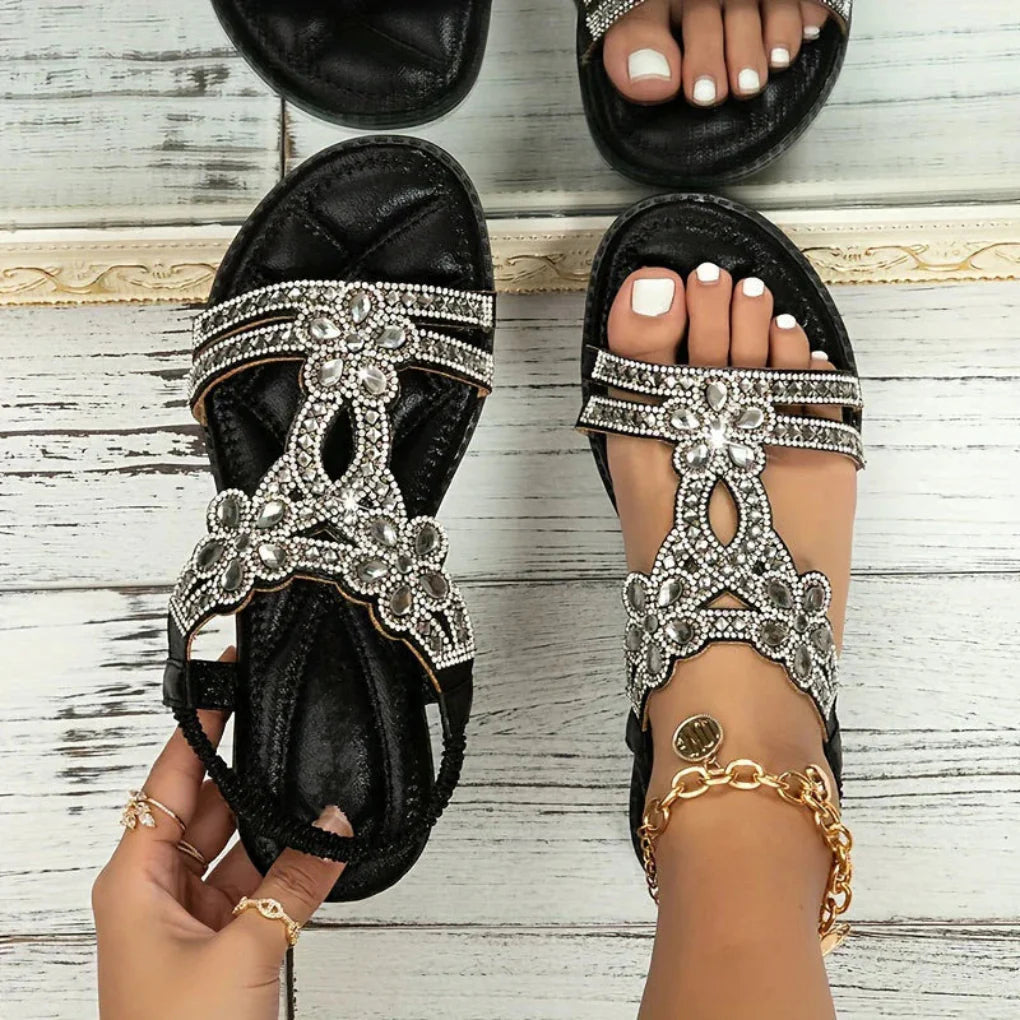 Fiona Women's Flat Sandals | Floral Embellishments, Spring Style 1