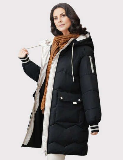 Fiona Women's Long Winter Jacket | Cozy Puffer with Hood 1