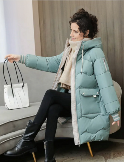 Fiona Women's Long Winter Jacket | Cozy Puffer with Hood 3