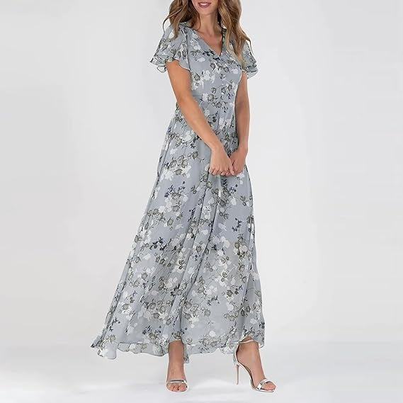 Fiona Women's Maxi Dress | Floral Design, Elegant Summer Style 9
