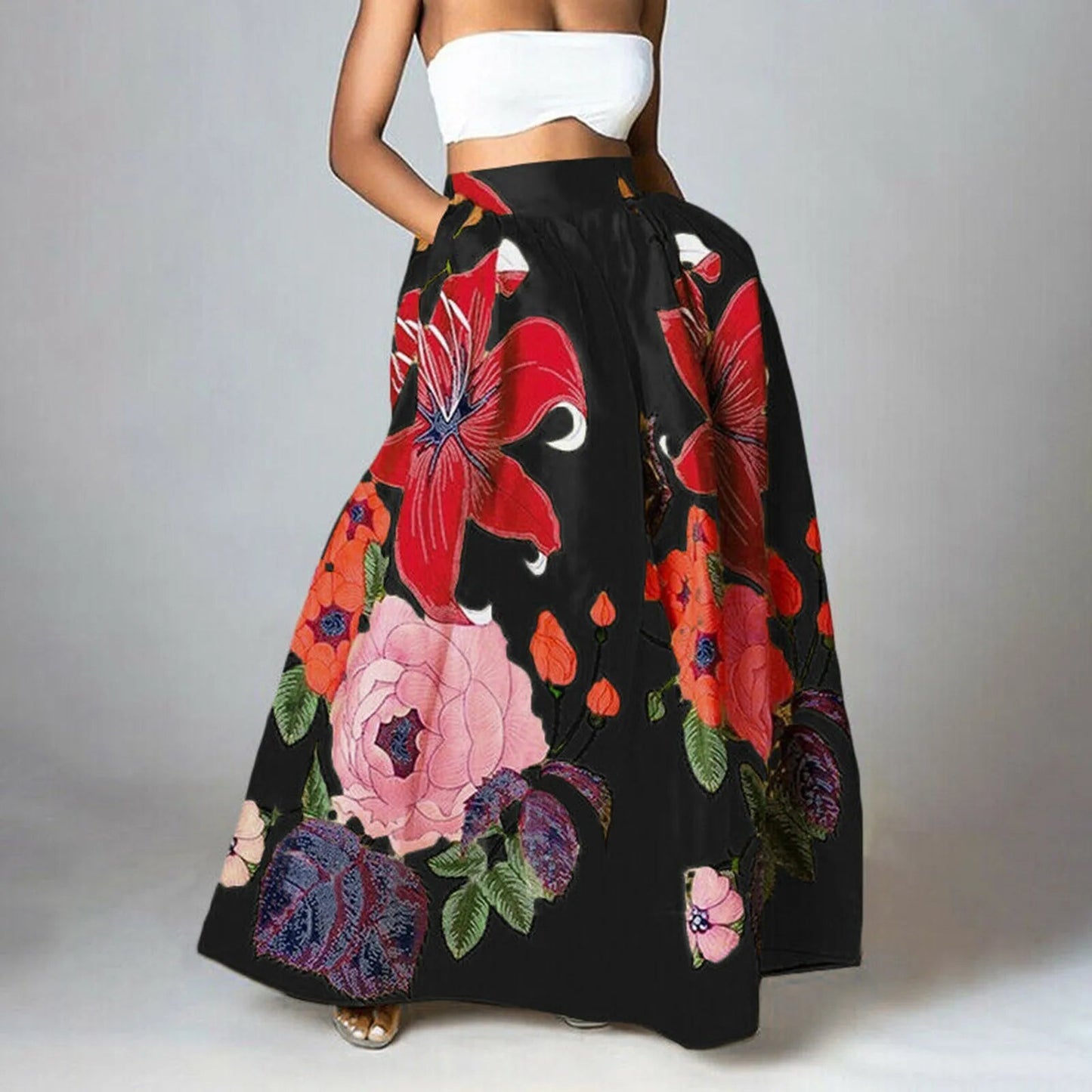 Fiona Women's Maxi Skirt | Floral Print, High-Waisted 0
