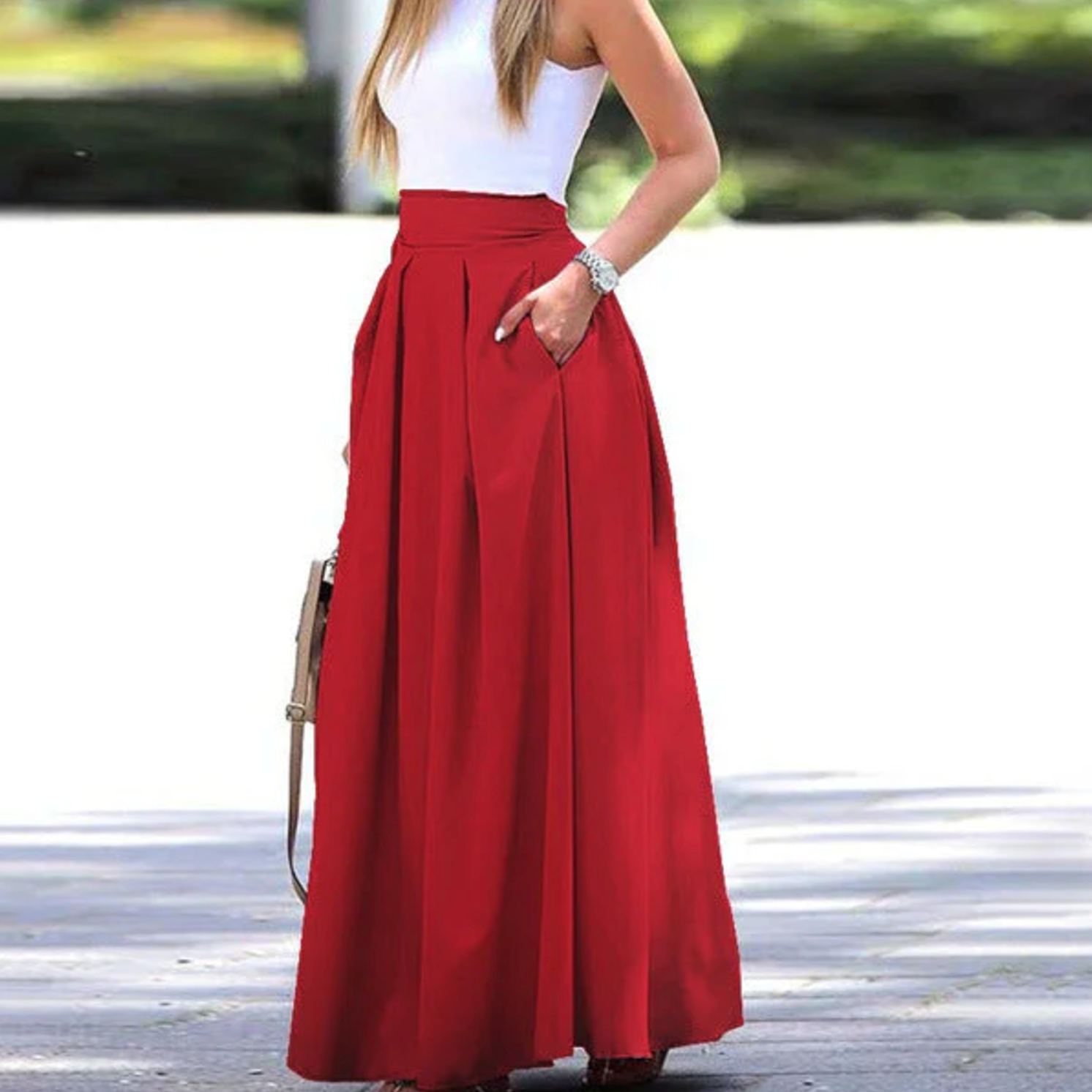 Fiona Women's Maxi Skirt | Pleated High Waisted, Flattering A-Line Design 0