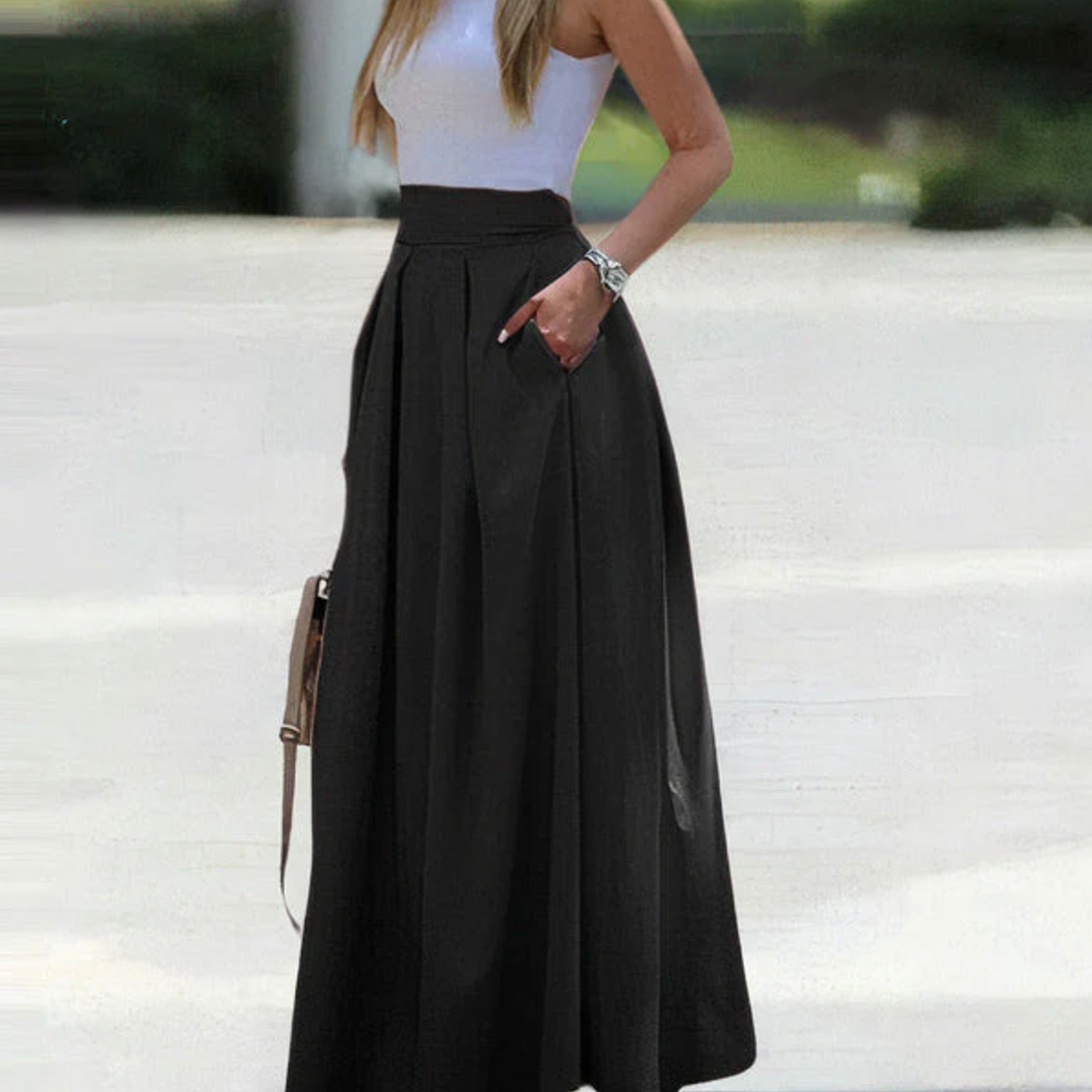 Fiona Women's Maxi Skirt | Pleated High Waisted, Flattering A-Line Design 1