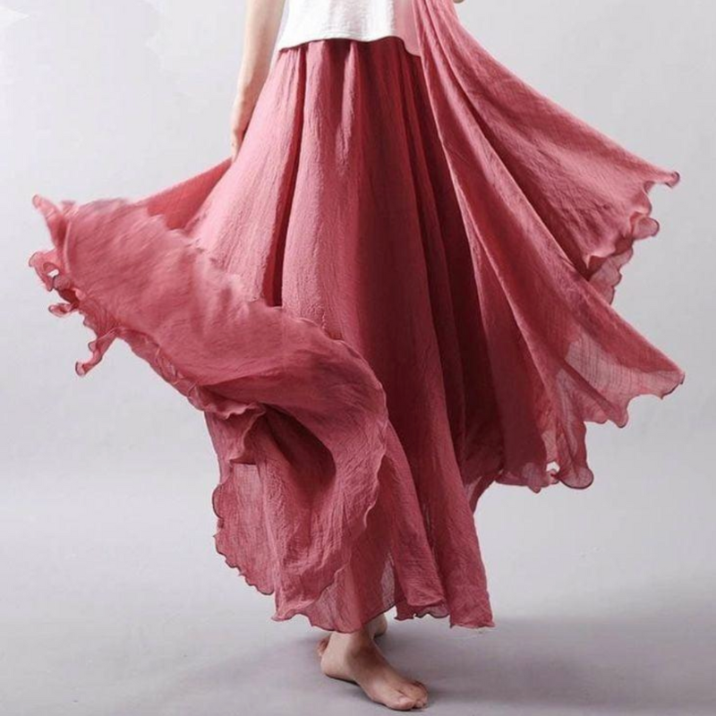 Fiona Women's Maxi Skirt | Soft Fabric, Bohemian Pleated Design 3