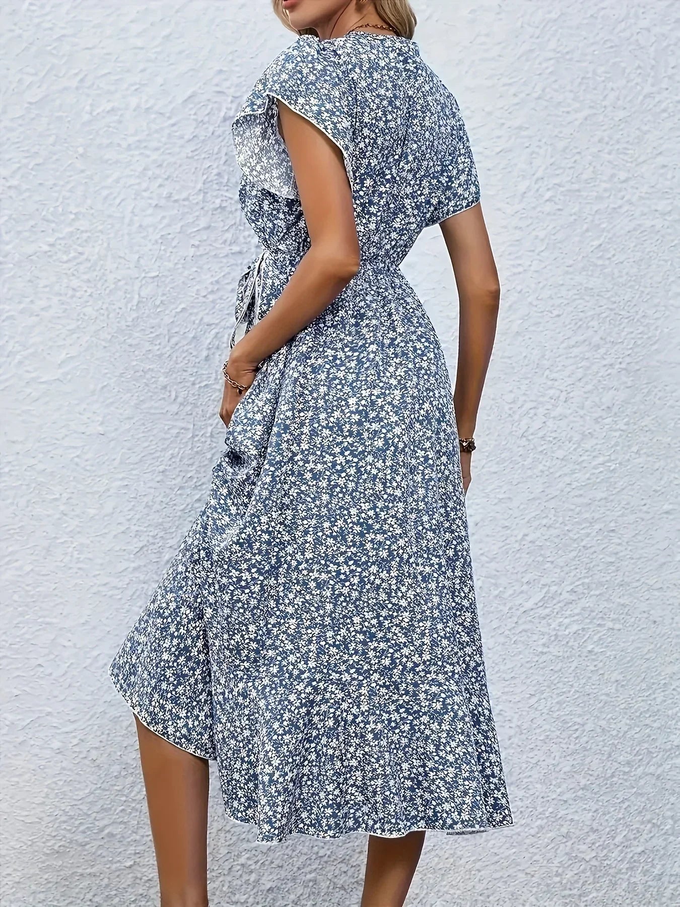 Fiona Women's Midi Dress | Floral Pattern, V-Neck Summer Dress 2