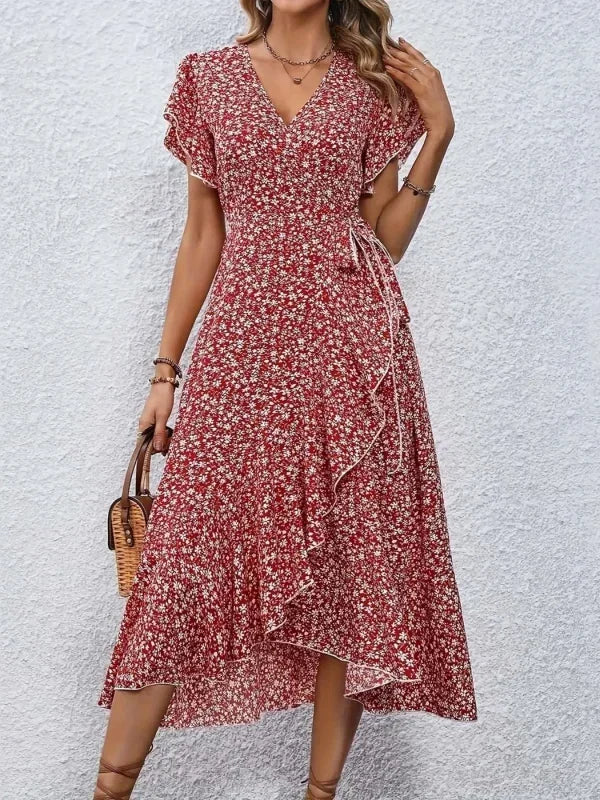 Fiona Women's Midi Dress | Floral Pattern, V-Neck Summer Dress 3