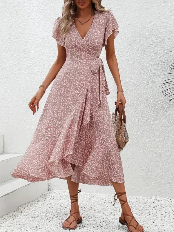 Fiona Women's Midi Dress | Floral Pattern, V-Neck Summer Dress 4