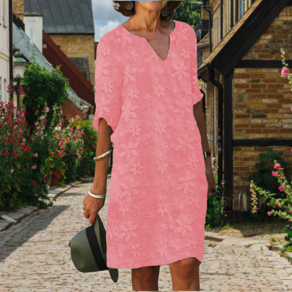Fiona Women's Summer Dress | Floral Texture, Relaxed Fit 2