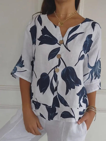 Flora Women's Blouse | Floral Print, Loose Fit, Wrinkle-Resistant 1