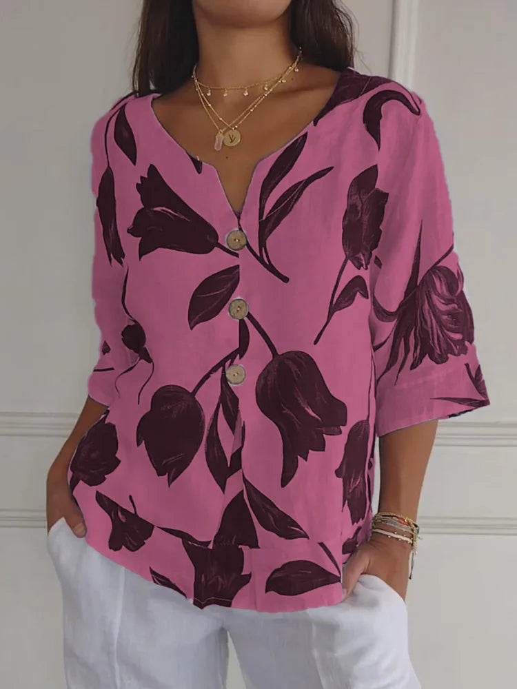 Flora Women's Blouse | Floral Print, Loose Fit, Wrinkle-Resistant 2