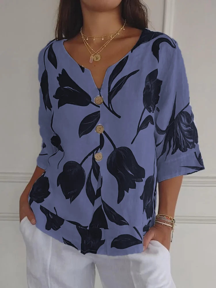 Flora Women's Blouse | Floral Print, Loose Fit, Wrinkle-Resistant 3