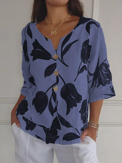 Flora Women's Blouse | Floral Print, Loose Fit, Wrinkle-Resistant 3