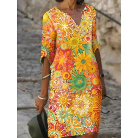 Flora Women's Midi Dress | Breezy Floral Pattern 0