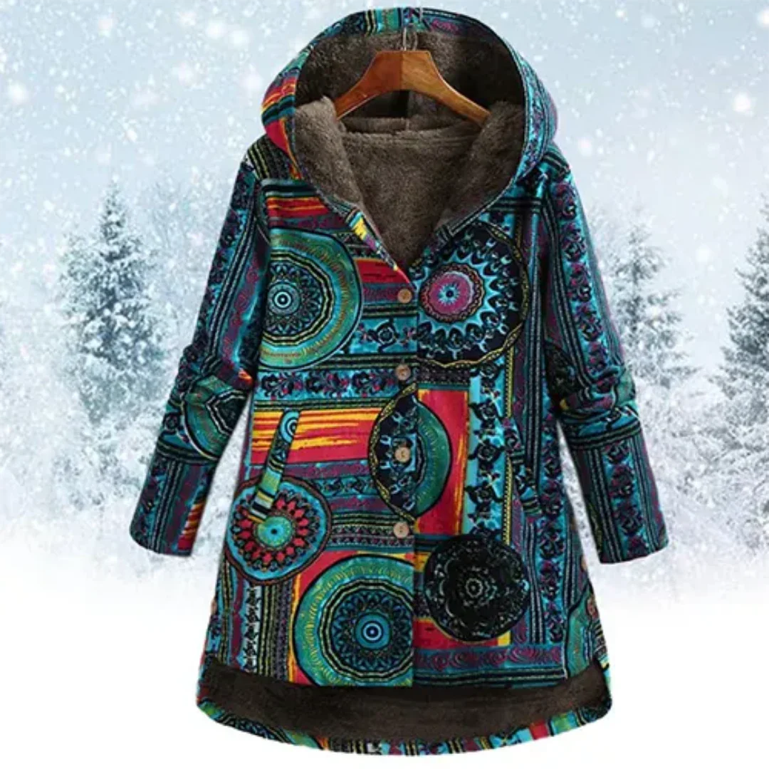 Flora Women's Winter Coat | Hooded Floral Design, Cozy & Stylish 0