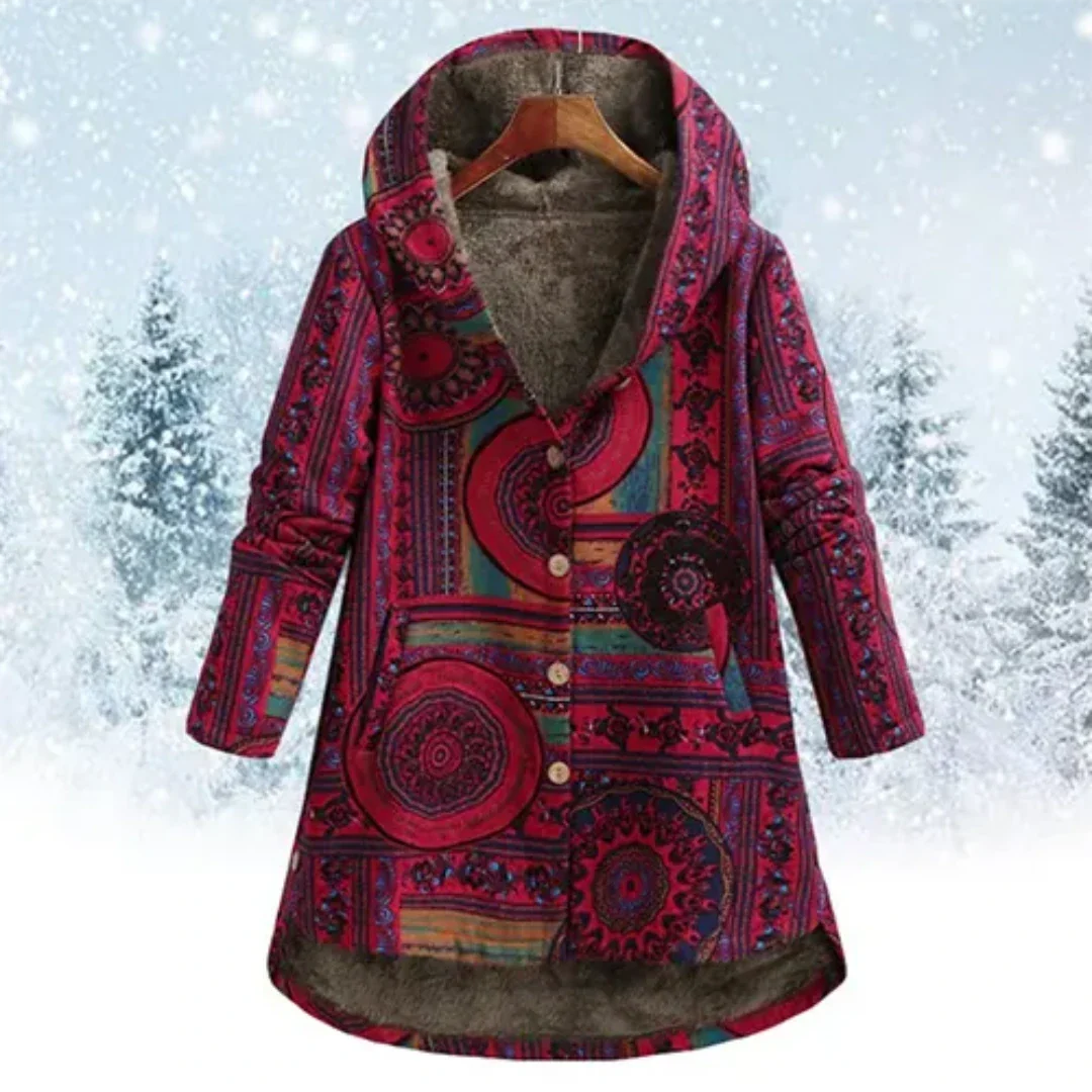 Flora Women's Winter Coat | Hooded Floral Design, Cozy & Stylish 4