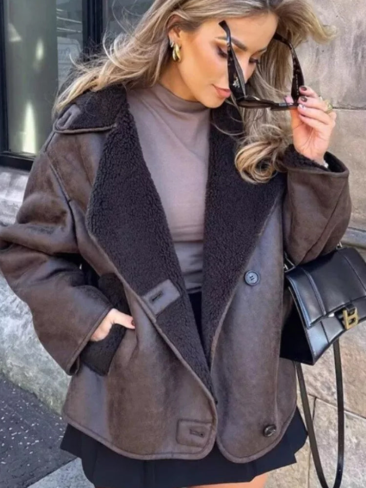 Freya Women's Wool Coat | Classic Double-Breasted, Cozy Winter Style 1