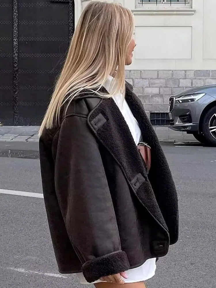 Freya Women's Wool Coat | Classic Double-Breasted, Cozy Winter Style 4