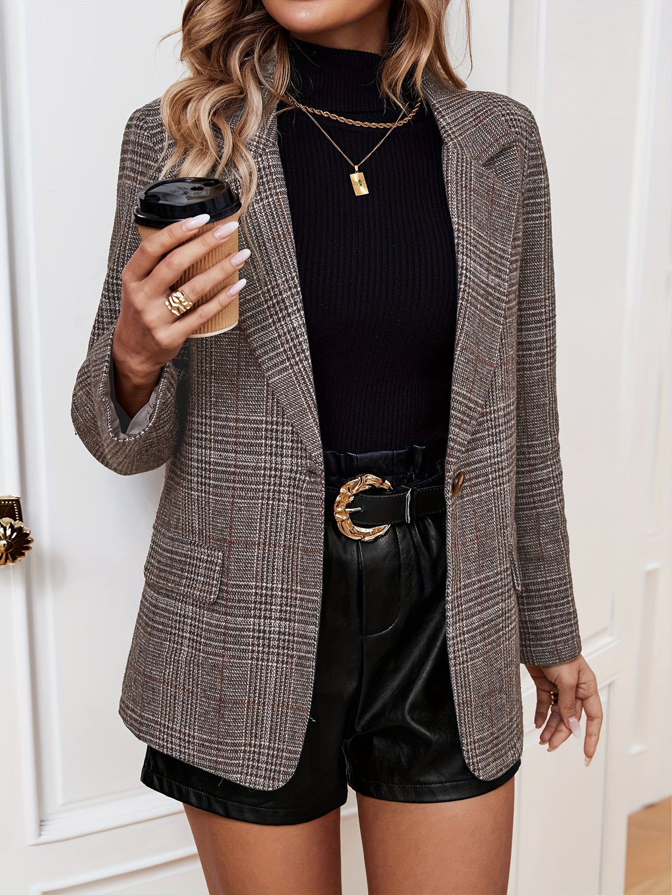 Gala Women's Blazer | Stylish Plaid, Versatile Casual Design 0