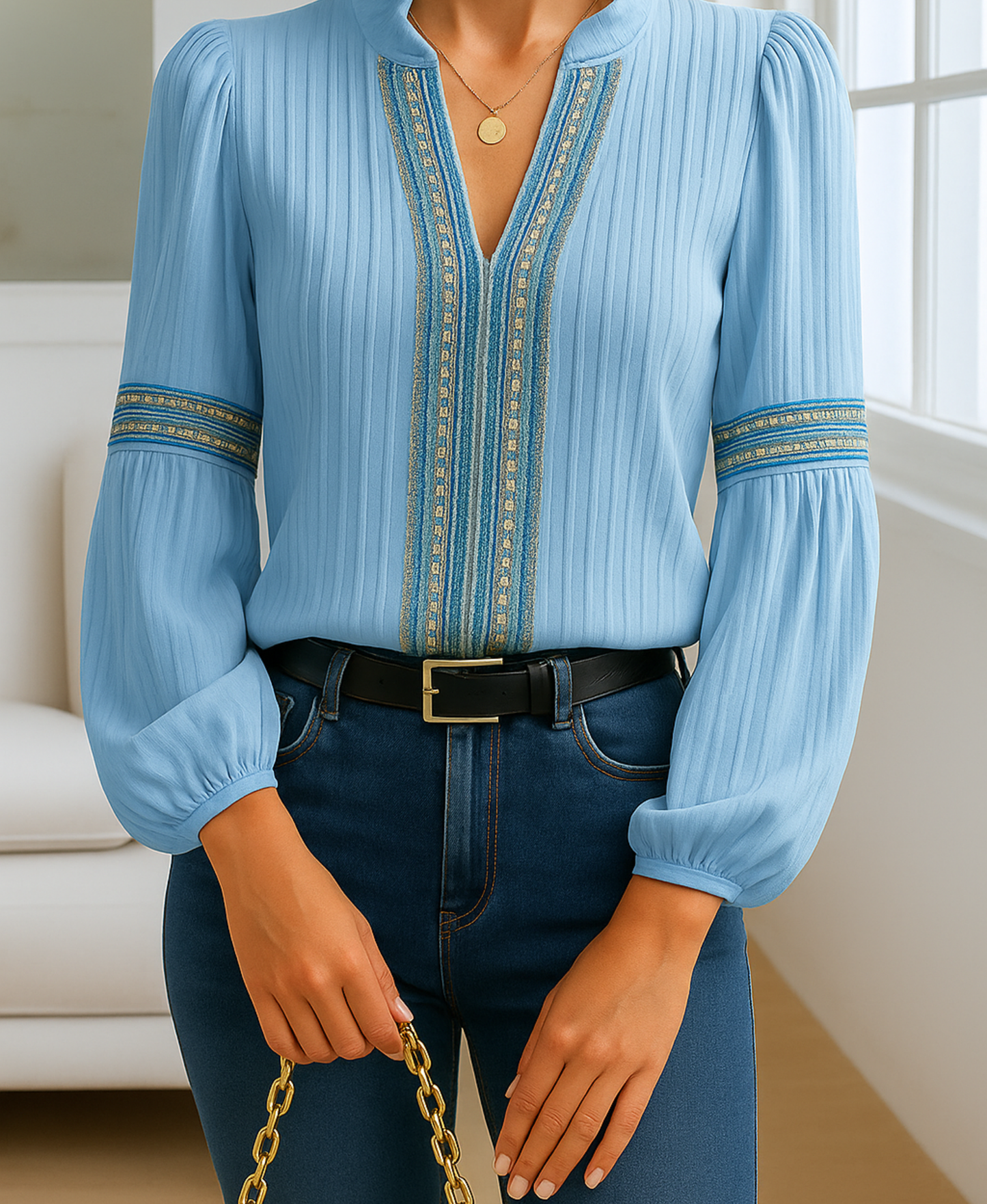 Gina Women's Blouse | Lightweight Cotton Blend, Vintage Style 7