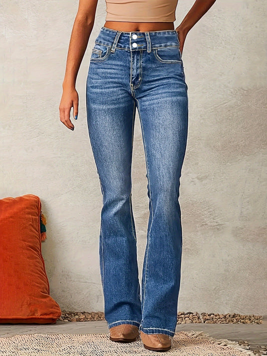 Gina Women's High-Waisted Flared Jeans | Vintage-Inspired Elegance 0