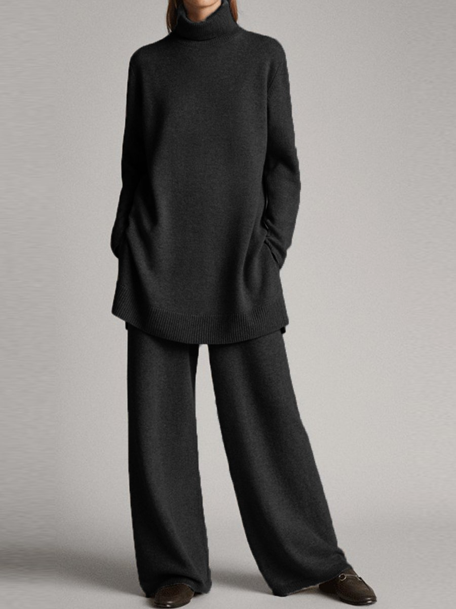 Gina Women's Lounge Set | Soft Turtleneck & Wide-Leg Pants 0