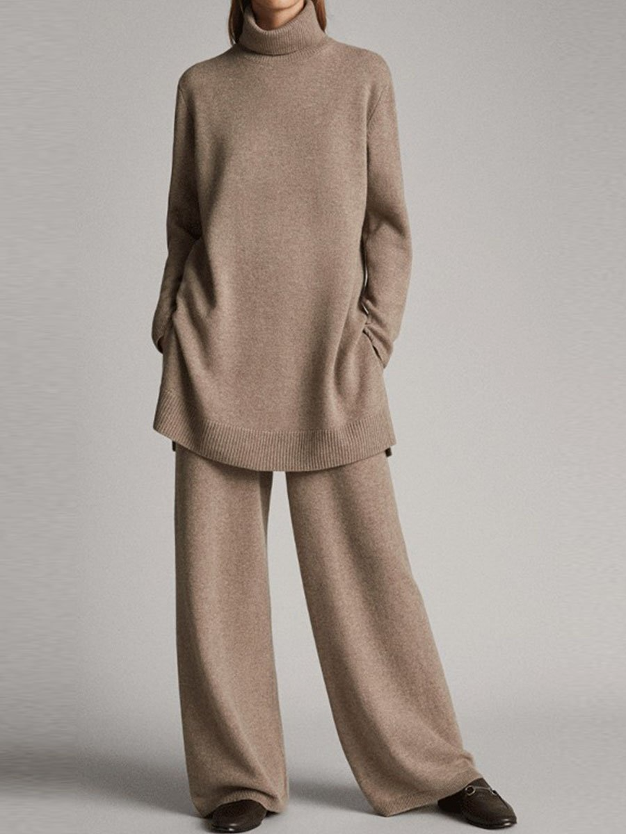 Gina Women's Lounge Set | Soft Turtleneck & Wide-Leg Pants 3